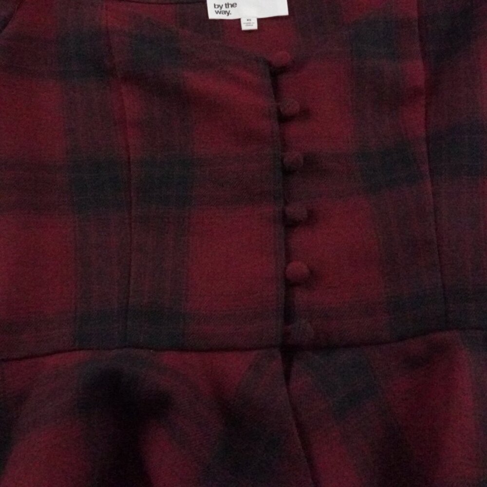 by the way. Cropped Top Womens Extra Small Plaid Red Black - Picture 3 of 11